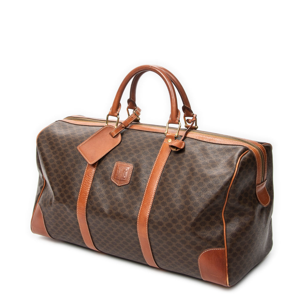 Travel Bag Vintage Medium Travel Boston Brown Macadam Coated Canvas