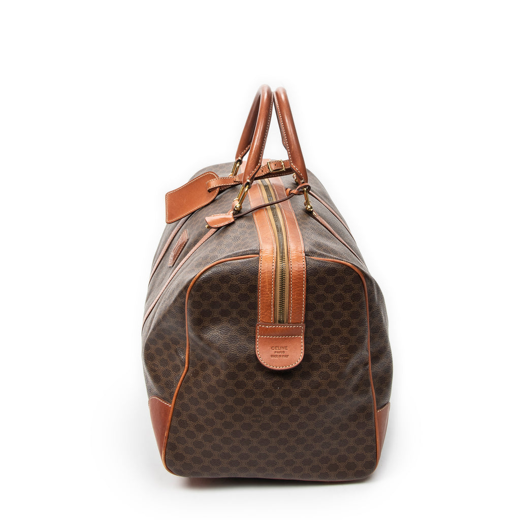 Travel Bag Vintage Medium Travel Boston Brown Macadam Coated Canvas
