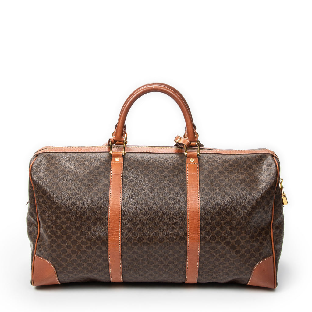 Travel Bag Vintage Medium Travel Boston Brown Macadam Coated Canvas