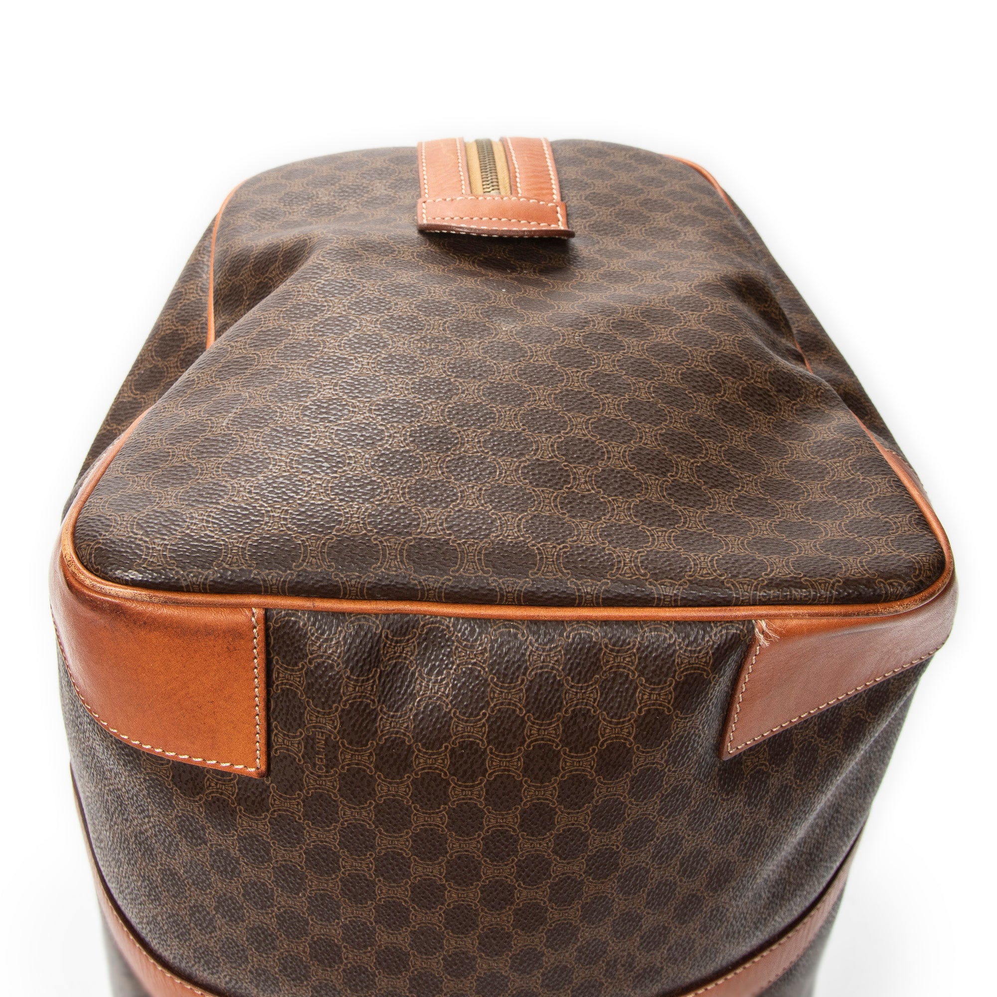 Travel Bag Vintage Medium Travel Boston Brown Macadam Coated Canvas