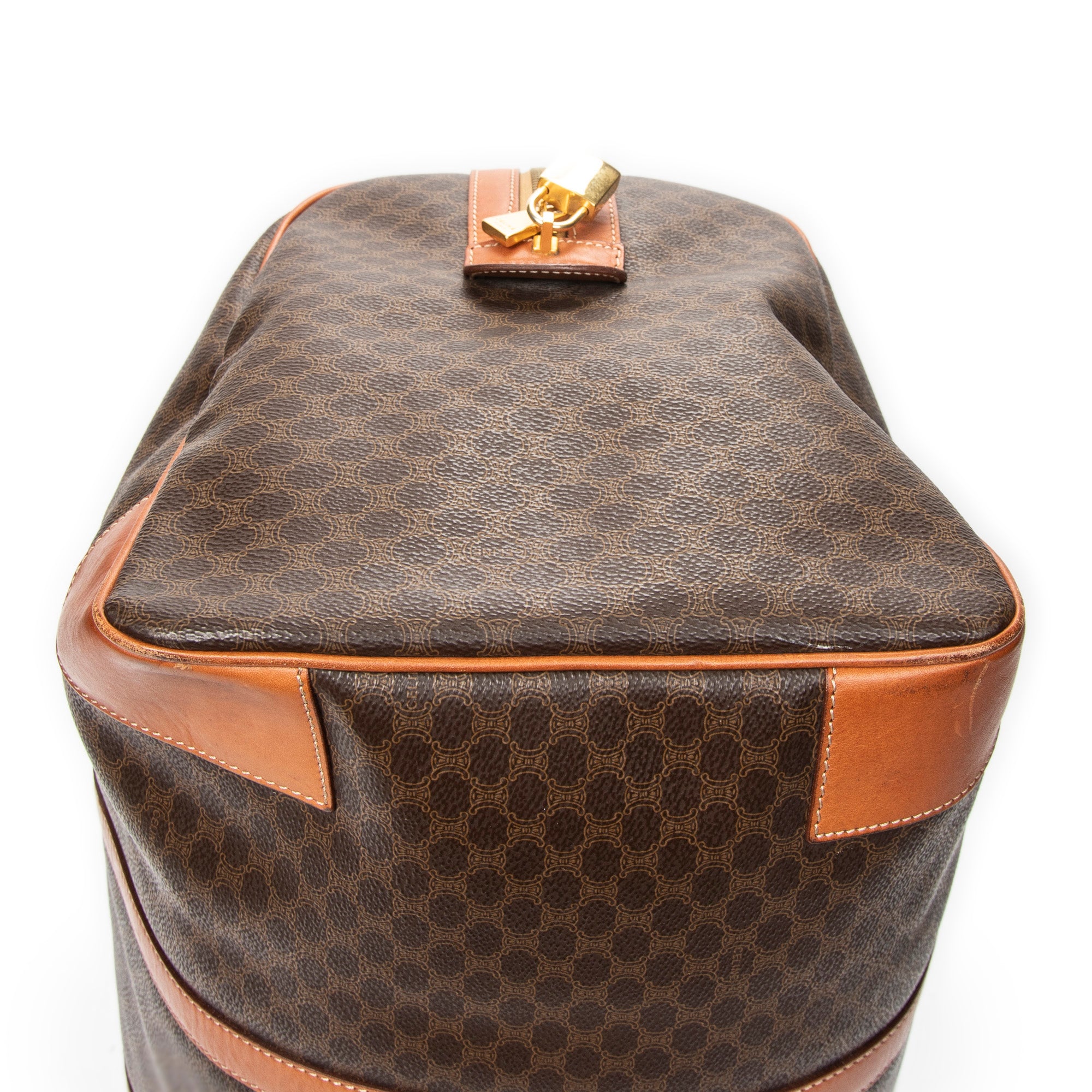 Travel Bag Vintage Medium Travel Boston Brown Macadam Coated Canvas