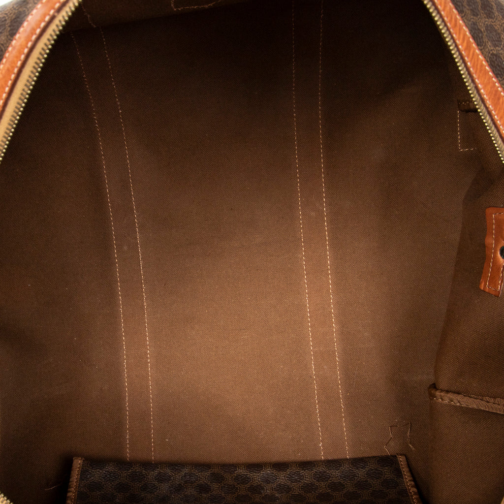 Travel Bag Vintage Medium Travel Boston Brown Macadam Coated Canvas