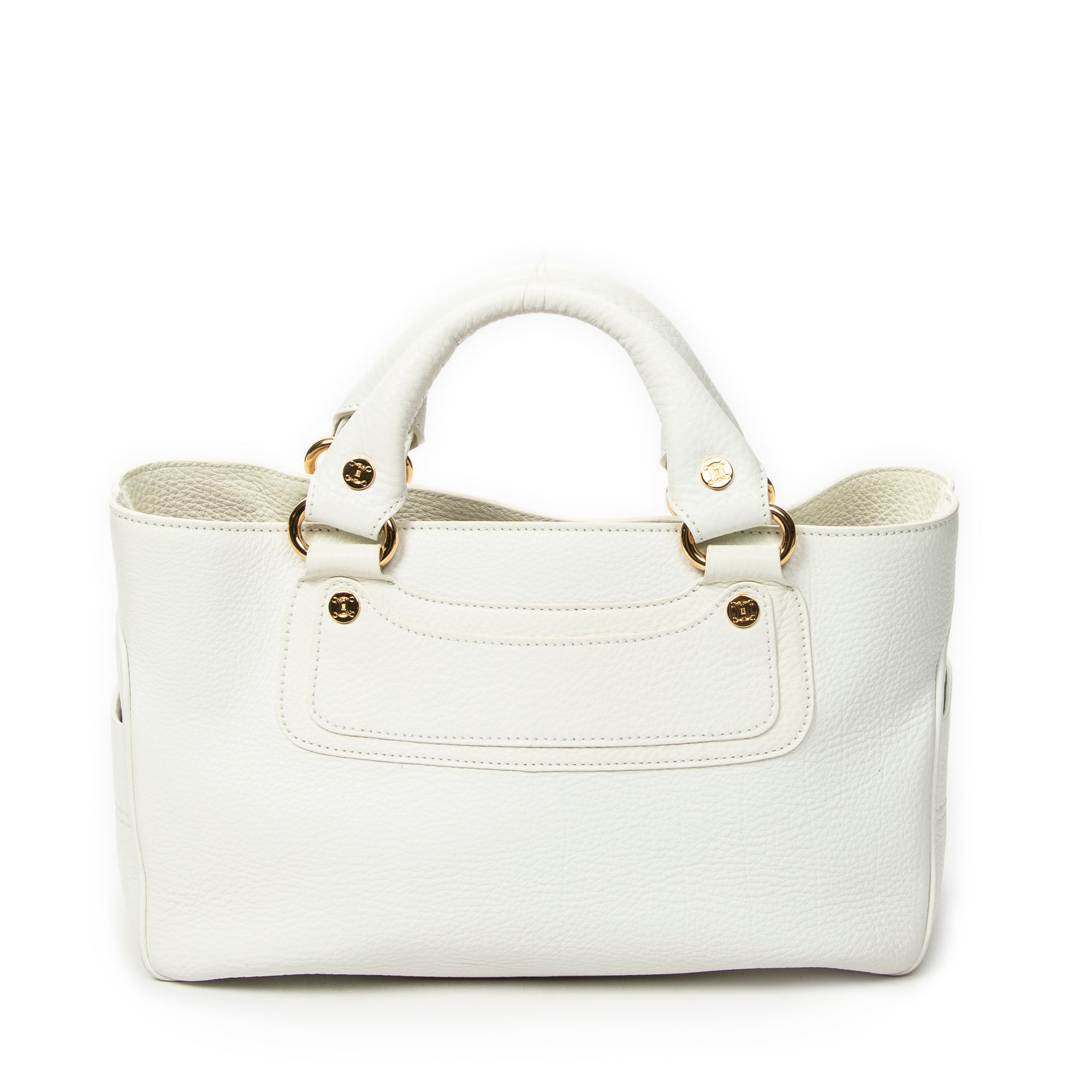 Handbag Boogie Bag White Grained Calfskin Leather