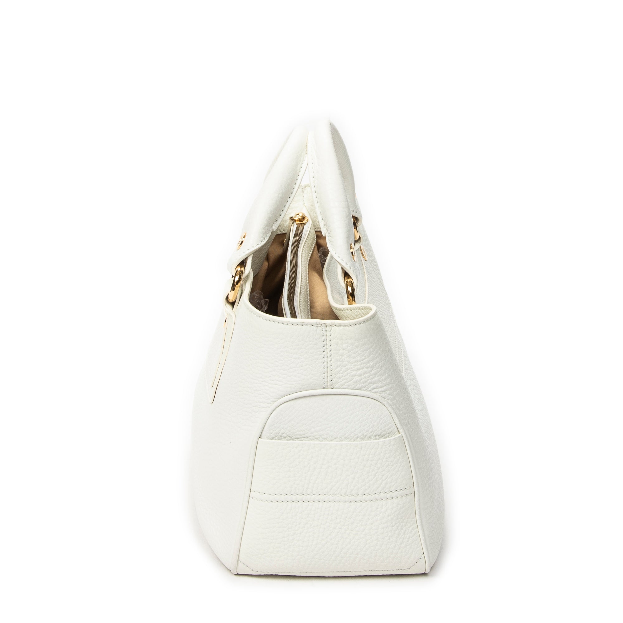 Handbag Boogie Bag White Grained Calfskin Leather