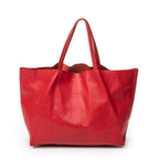 Shoulder Bag Horizontal Cabas Tote Red Calfskin Leather