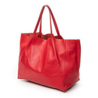 Shoulder Bag Horizontal Cabas Tote Red Calfskin Leather