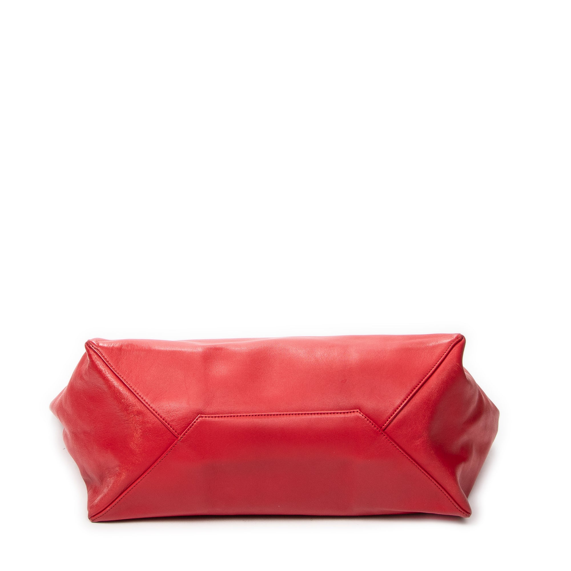 Shoulder Bag Horizontal Cabas Tote Red Calfskin Leather