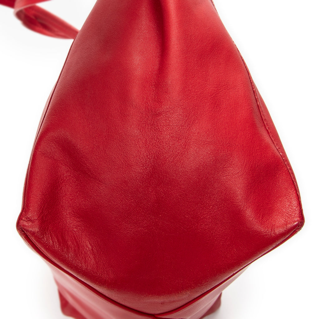 Shoulder Bag Horizontal Cabas Tote Red Calfskin Leather