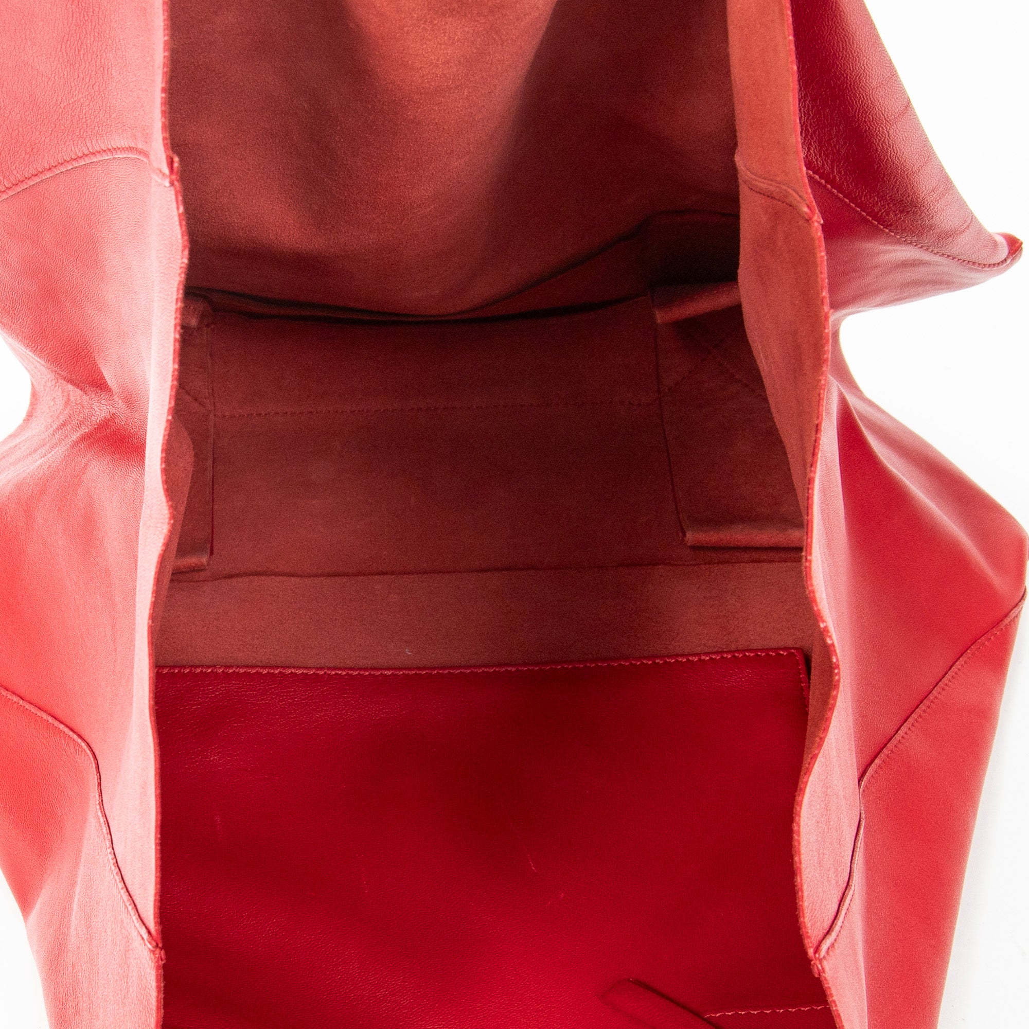 Shoulder Bag Horizontal Cabas Tote Red Calfskin Leather