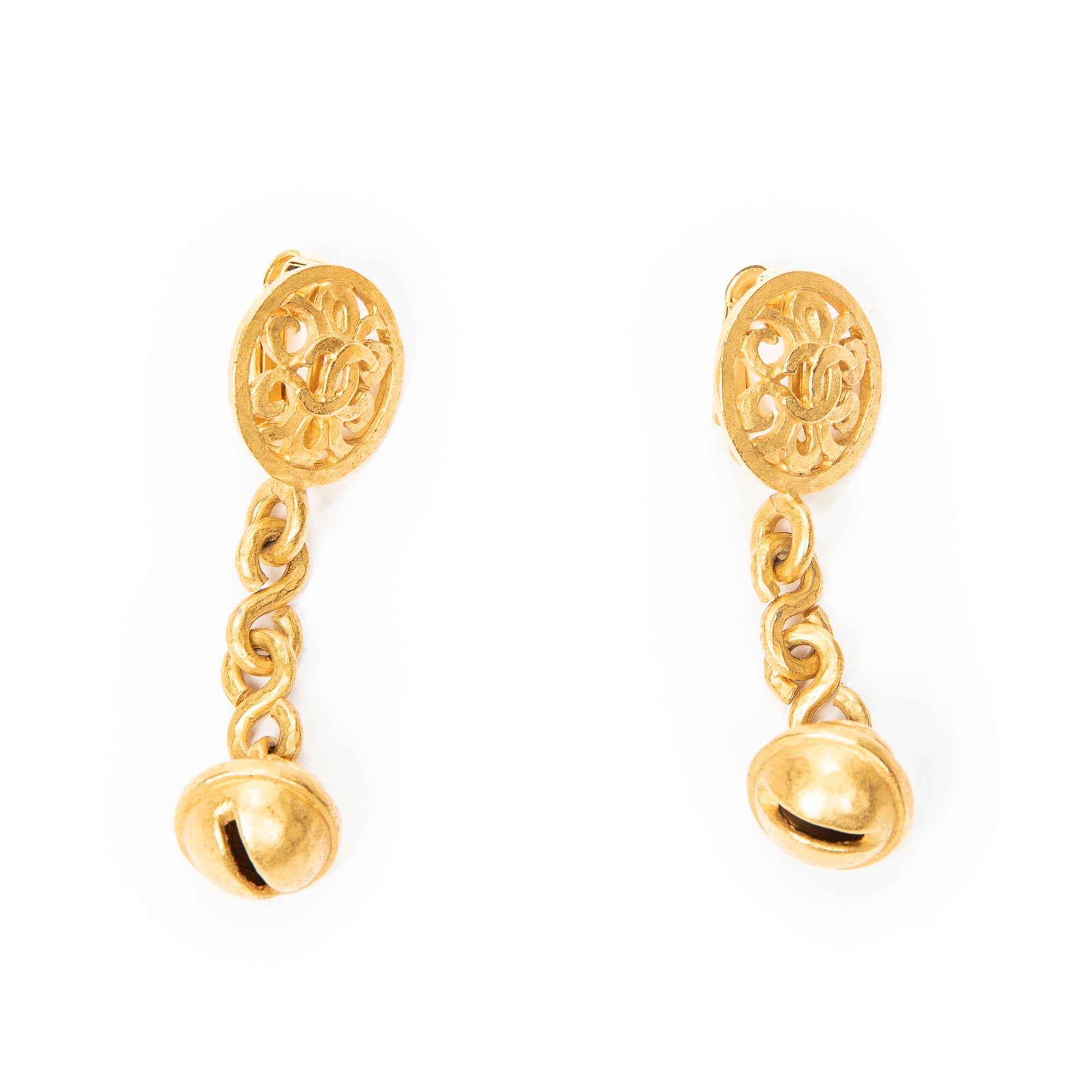 Earrings CC Bell Dangle Clip On Earrings Gold Gold Plated