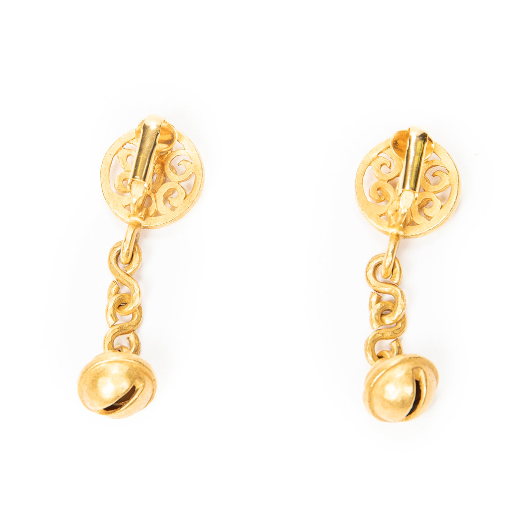 Earrings CC Bell Dangle Clip On Earrings Gold Gold Plated