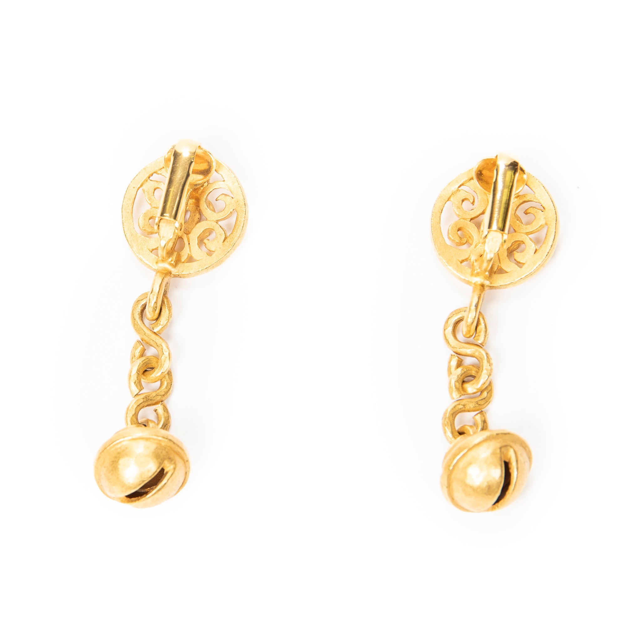 Earrings CC Bell Dangle Clip On Earrings Gold Gold Plated