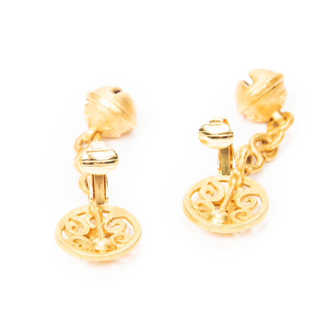 Earrings CC Bell Dangle Clip On Earrings Gold Gold Plated