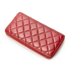 Wallet Classic Zip Around Wallet Red Quilted Lambskin Leather