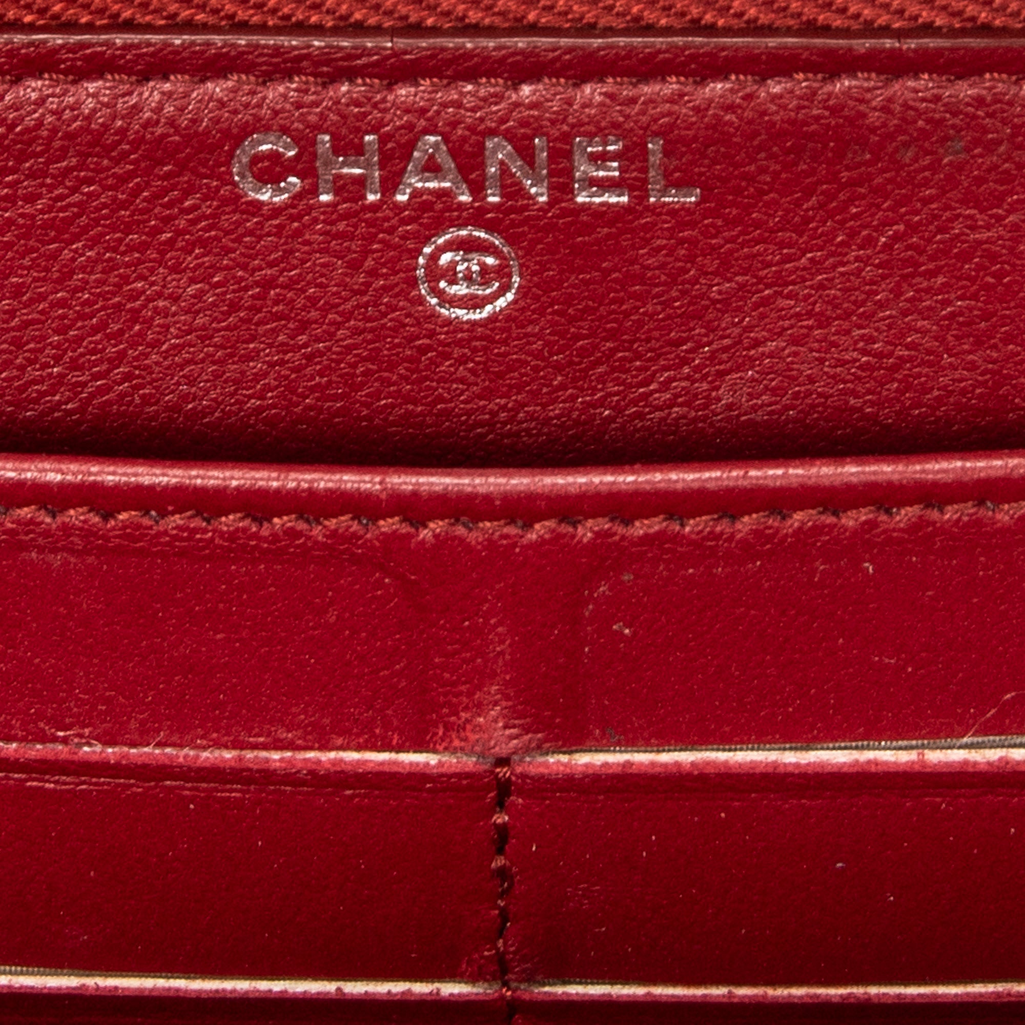 Wallet Classic Zip Around Wallet Red Quilted Lambskin Leather