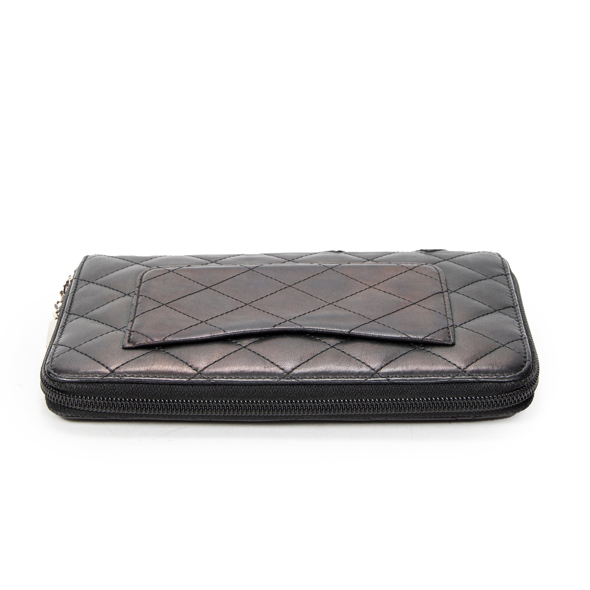 Wallet Cambon Ligne Zip Organizer Wallet Black Quilted Lambskin Leather
