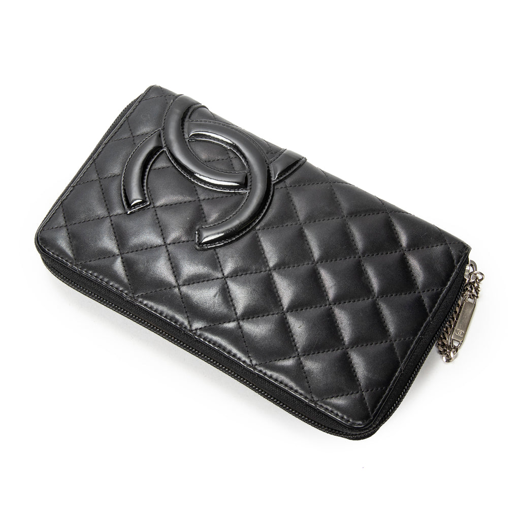 Wallet Cambon Ligne Zip Organizer Wallet Black Quilted Lambskin Leather