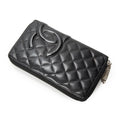 Wallet Cambon Ligne Zip Organizer Wallet Black Quilted Lambskin Leather