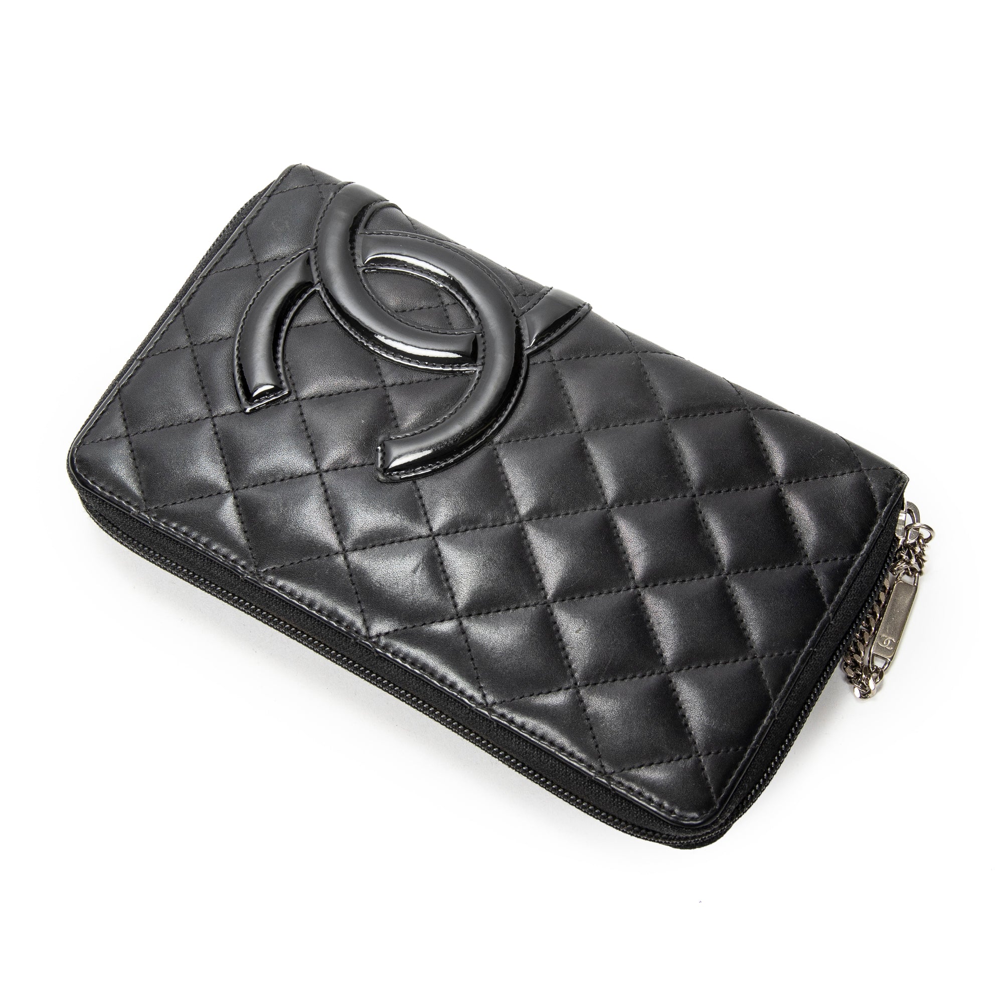 Wallet Cambon Ligne Zip Organizer Wallet Black Quilted Lambskin Leather