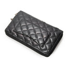Wallet Cambon Ligne Zip Organizer Wallet Black Quilted Lambskin Leather
