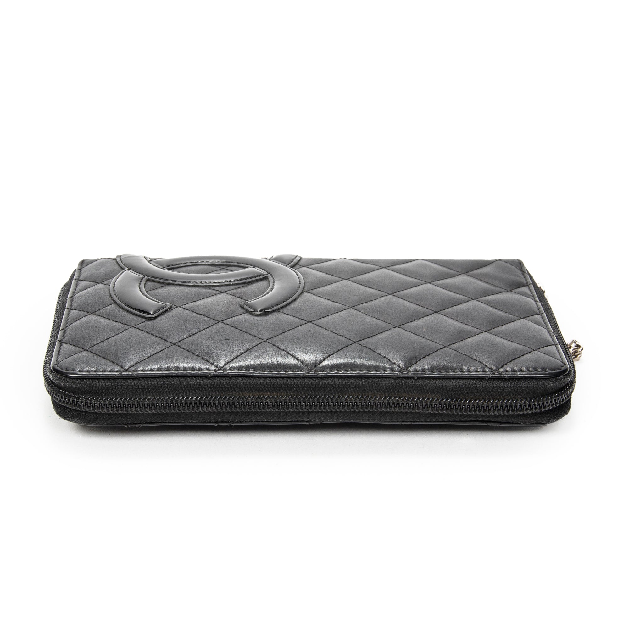 Wallet Cambon Ligne Zip Organizer Wallet Black Quilted Lambskin Leather