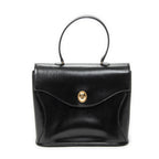 Shoulder Bag Vintage CD Flap Top Handle Black Grained Calfskin Leather