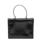 Shoulder Bag Vintage CD Flap Top Handle Black Grained Calfskin Leather
