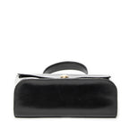 Shoulder Bag Vintage CD Flap Top Handle Black Grained Calfskin Leather