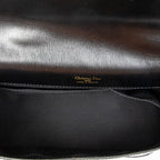 Shoulder Bag Vintage CD Flap Top Handle Black Grained Calfskin Leather