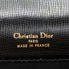 Shoulder Bag Vintage CD Flap Top Handle Black Grained Calfskin Leather
