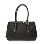Shoulder Bag Small Double Zip Bowler Black Zucchino Canvas