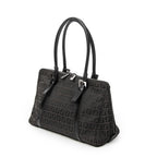 Shoulder Bag Small Double Zip Bowler Black Zucchino Canvas