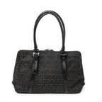 Shoulder Bag Small Double Zip Bowler Black Zucchino Canvas