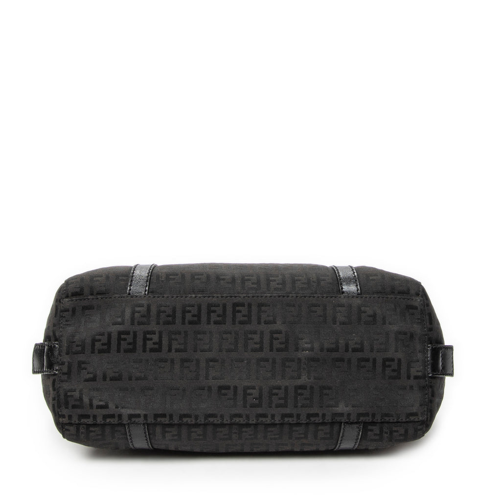 Shoulder Bag Small Double Zip Bowler Black Zucchino Canvas