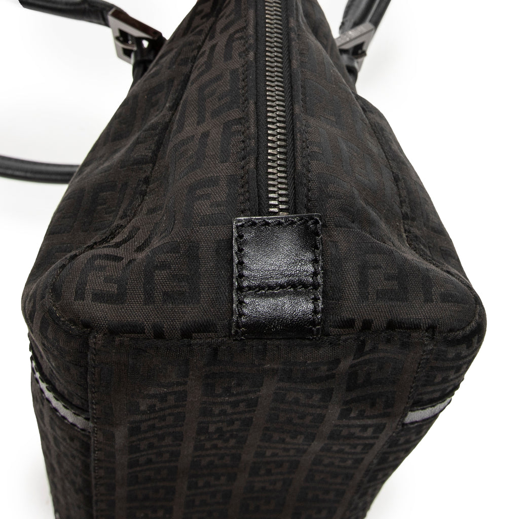 Shoulder Bag Small Double Zip Bowler Black Zucchino Canvas