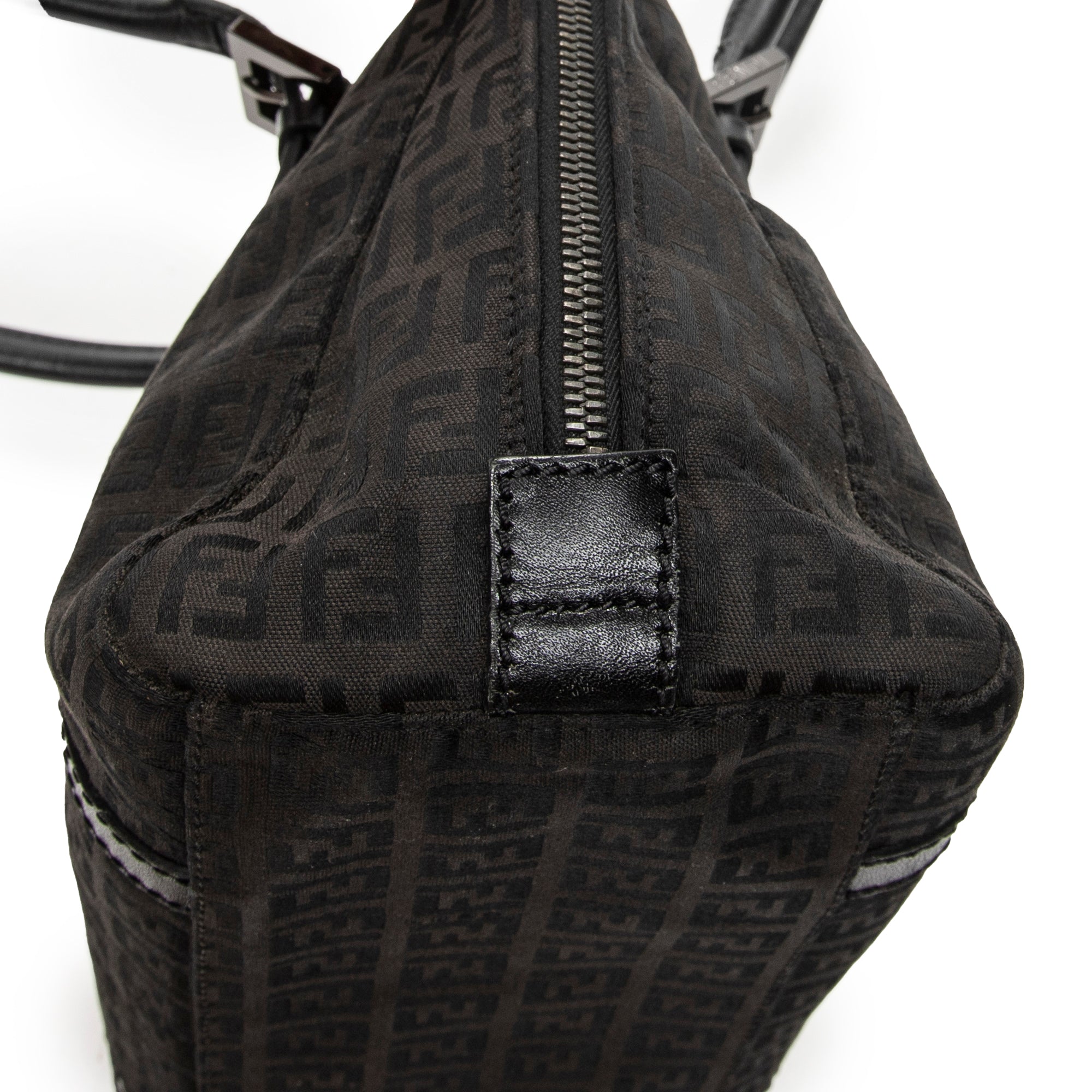 Shoulder Bag Small Double Zip Bowler Black Zucchino Canvas