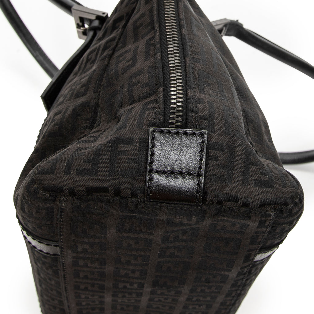 Shoulder Bag Small Double Zip Bowler Black Zucchino Canvas