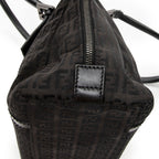 Shoulder Bag Small Double Zip Bowler Black Zucchino Canvas