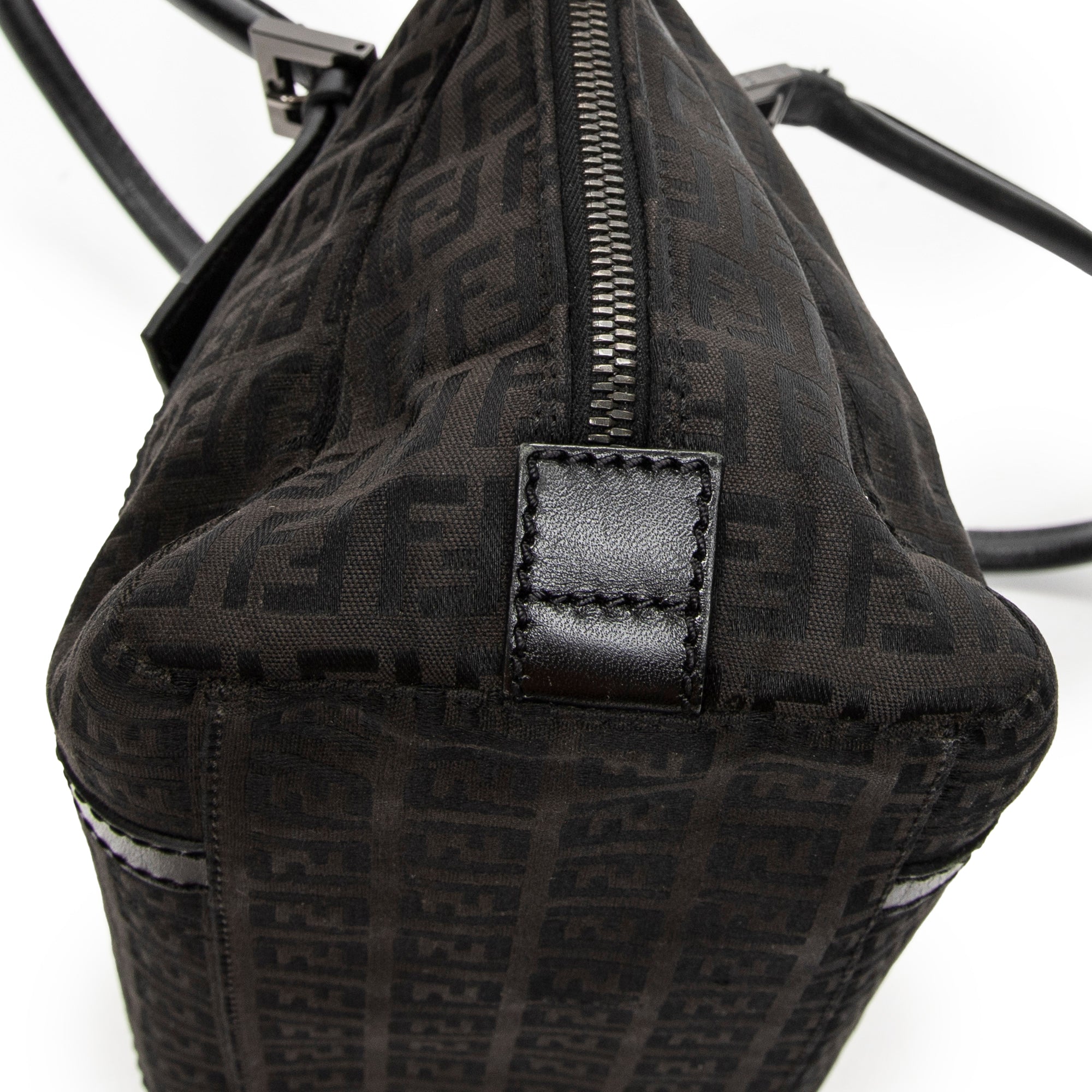 Shoulder Bag Small Double Zip Bowler Black Zucchino Canvas