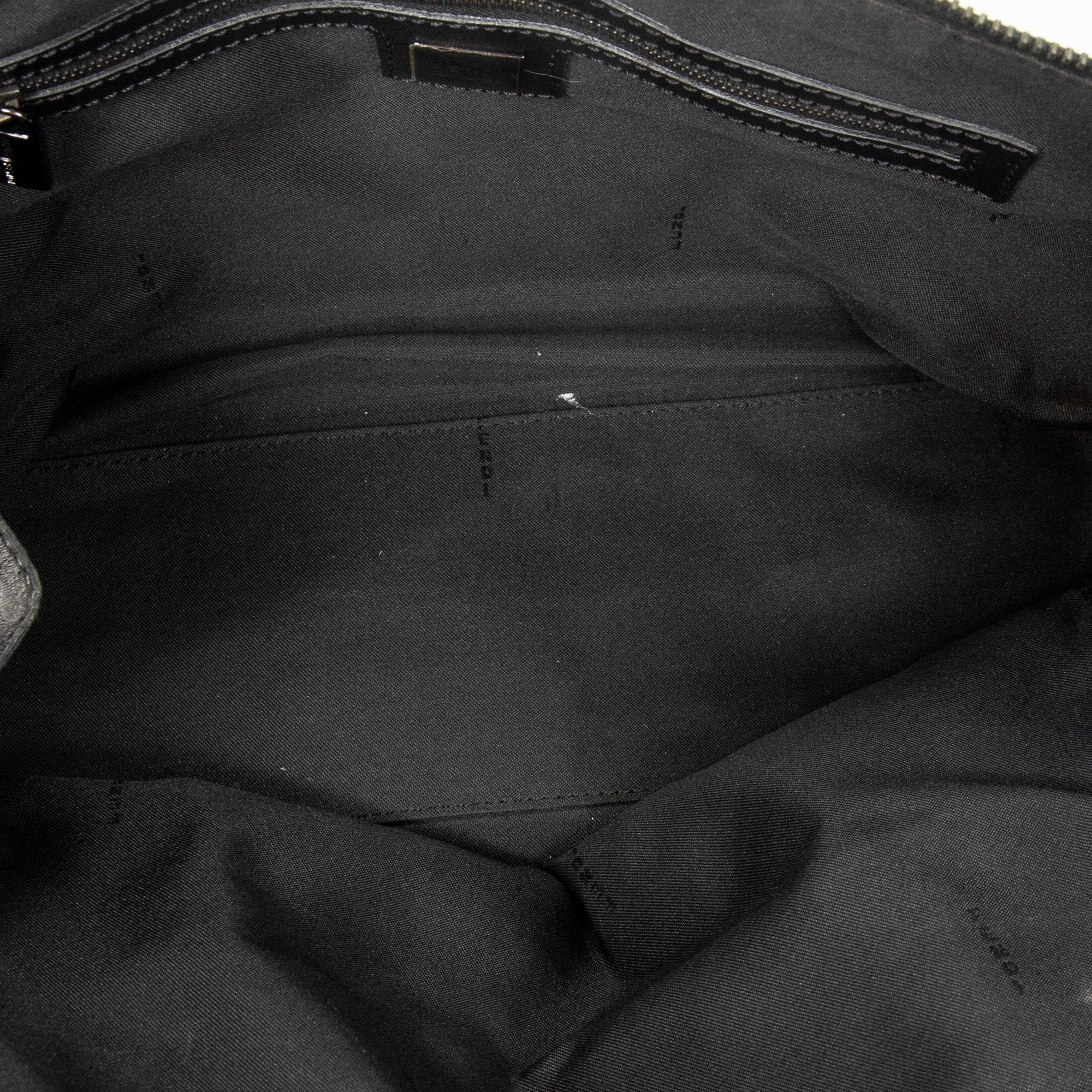 Shoulder Bag Small Double Zip Bowler Black Zucchino Canvas