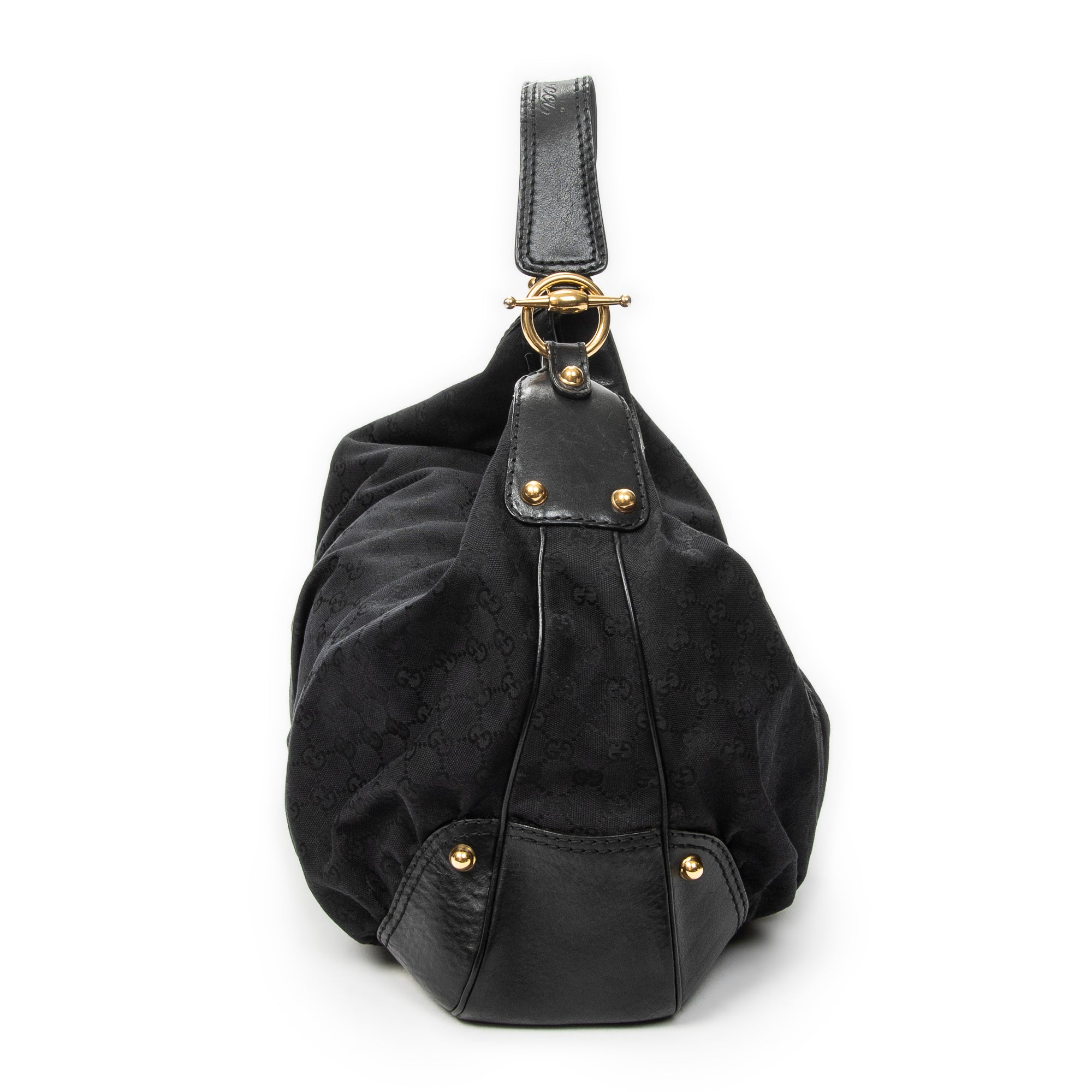 Shoulder Bag Large Jockey Hobo Black Monogrammed Canvas