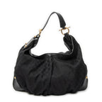 Shoulder Bag Large Jockey Hobo Black Monogrammed Canvas