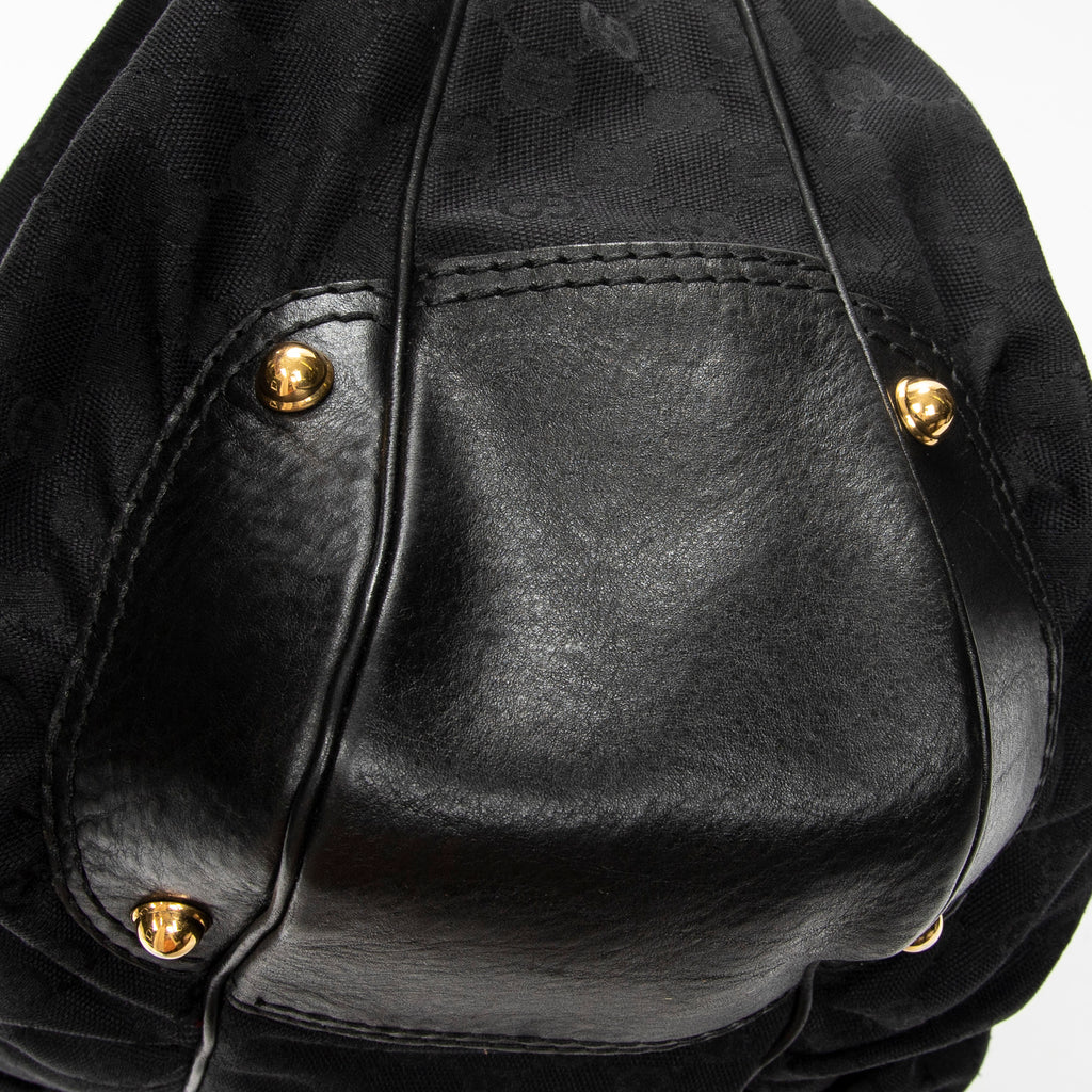 Shoulder Bag Large Jockey Hobo Black Monogrammed Canvas