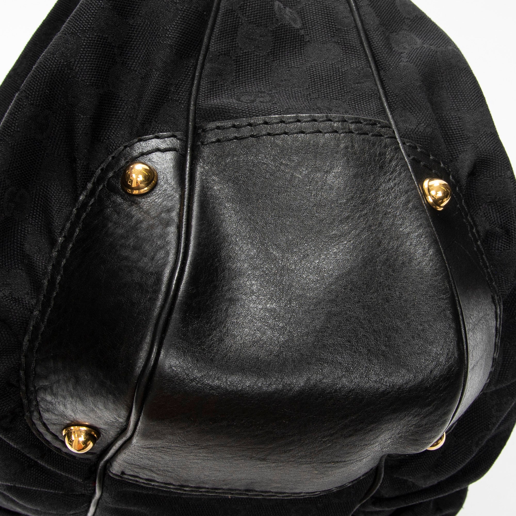 Shoulder Bag Large Jockey Hobo Black Monogrammed Canvas