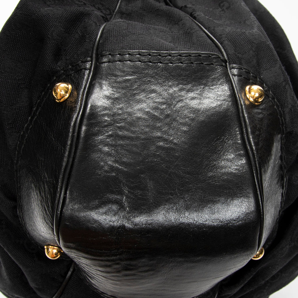 Shoulder Bag Large Jockey Hobo Black Monogrammed Canvas
