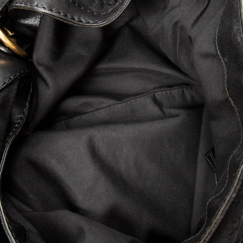 Shoulder Bag Large Jockey Hobo Black Monogrammed Canvas