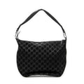 Shoulder Bag Halfmoon Hobo Black Monogrammed Suede Leather