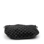 Shoulder Bag Halfmoon Hobo Black Monogrammed Suede Leather