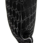 Shoulder Bag Halfmoon Hobo Black Monogrammed Suede Leather