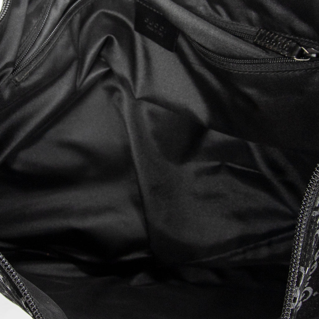 Shoulder Bag Halfmoon Hobo Black Monogrammed Suede Leather